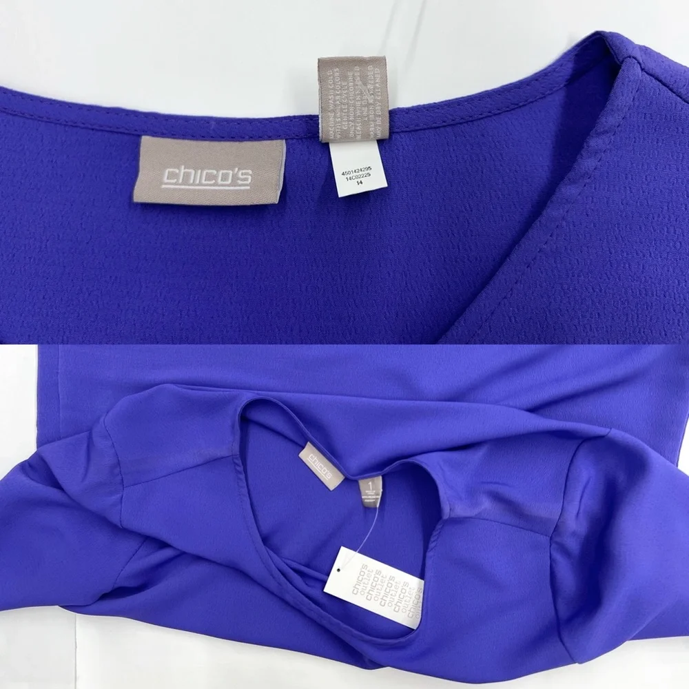 Chico's Purple Pullover High Low 3/4 Sleeve Blouse - Picture 13 of 14